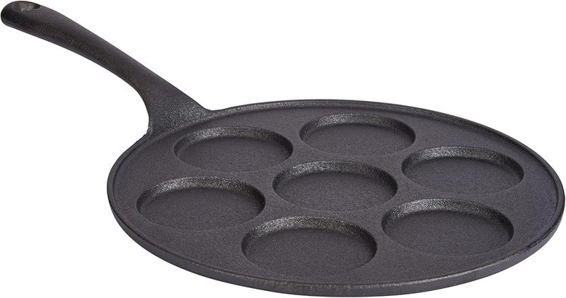 KitchenCraft KCBLINIS Induction Safe Blinis Pan with 7 Holes and Blini Recipe, Cast Iron, 24 cm, Black - Image 4