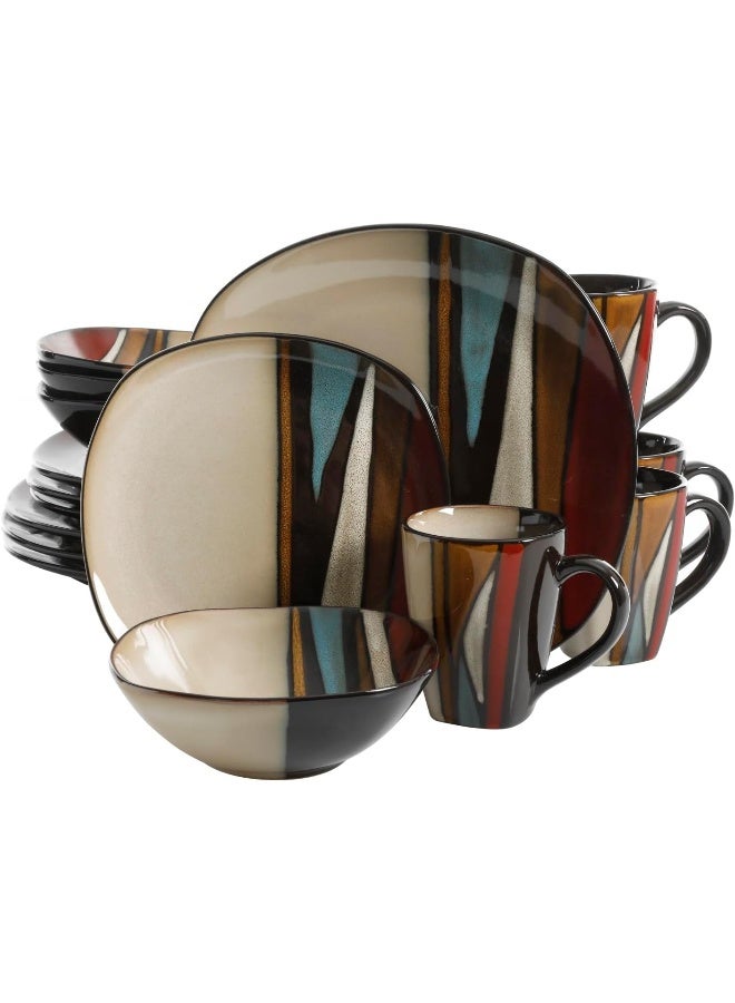 Gibson Elite Gibson Elite Althea 16 Piece Reactive Glaze Dinnerware Multicolor Service for 4 16pcs Red  - Image 1