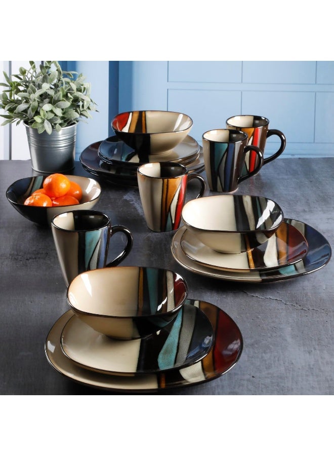 Gibson Elite Gibson Elite Althea 16 Piece Reactive Glaze Dinnerware Multicolor Service for 4 16pcs Red  - Image 2