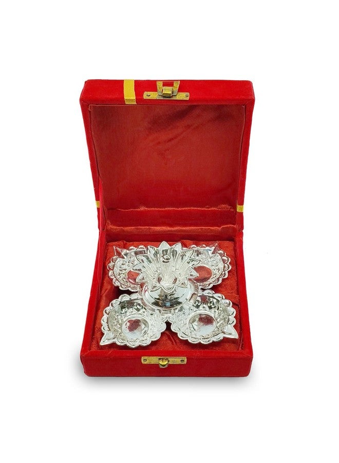 BENGALEN شمعة بنغالين الفضية مع صندوق هدايا من المخمل الأحمر عناصر بوجا بانشموخي زينة ديوالي هدايا بوجا مصباح زيت يدوي هدايا ديبافالي التقليدية - Image 4