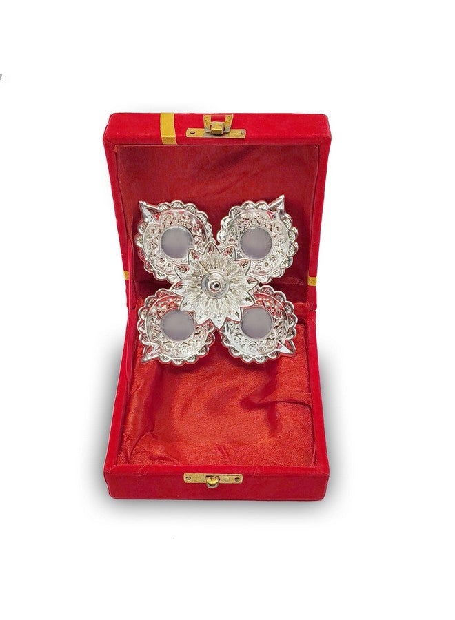 BENGALEN شمعة بنغالين الفضية مع صندوق هدايا من المخمل الأحمر عناصر بوجا بانشموخي زينة ديوالي هدايا بوجا مصباح زيت يدوي هدايا ديبافالي التقليدية - Image 3