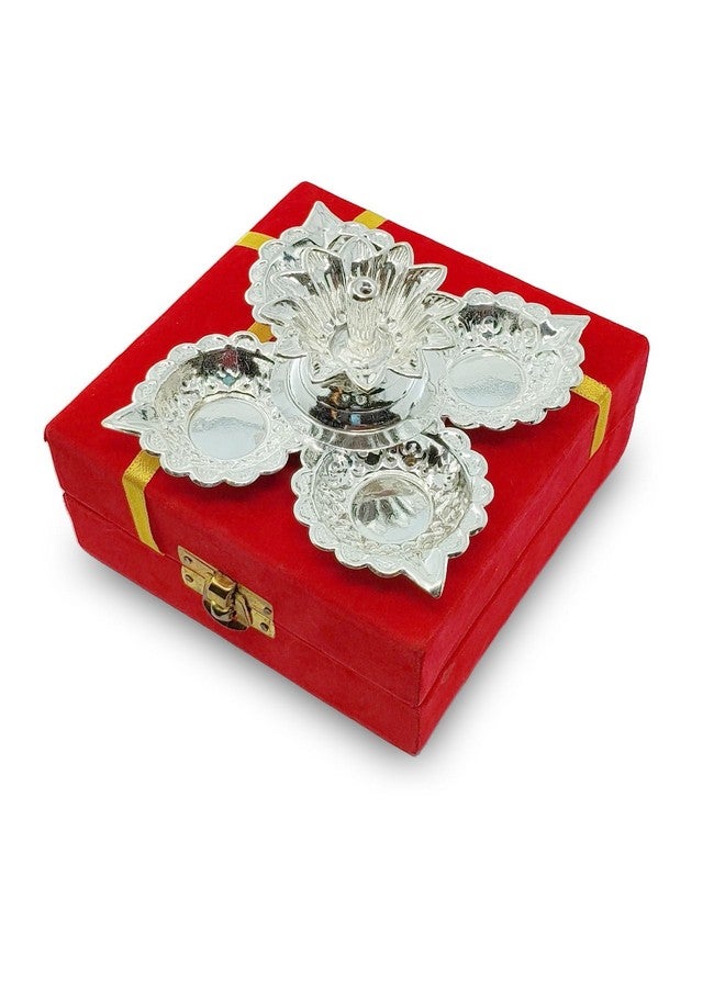 BENGALEN شمعة بنغالين الفضية مع صندوق هدايا من المخمل الأحمر عناصر بوجا بانشموخي زينة ديوالي هدايا بوجا مصباح زيت يدوي هدايا ديبافالي التقليدية - Image 5