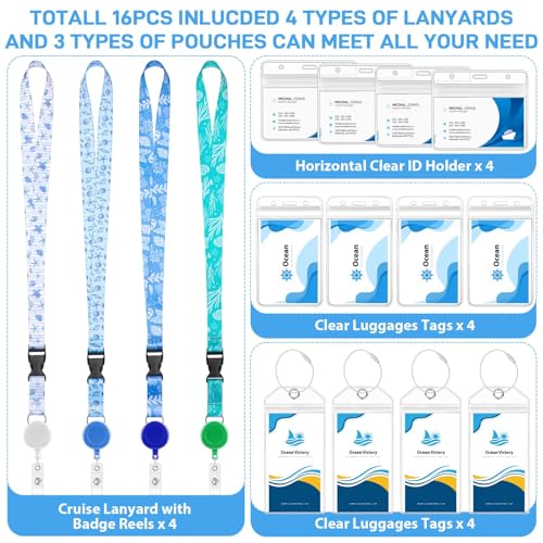 Tidponra Cruise Luggage Tag Holders with Cruise Lanyard for Ship Cards Adjustable Cruise Card Holder Lanyards Retractable Ship Badge Reel for etags Key Card Sea Pass - Image 3