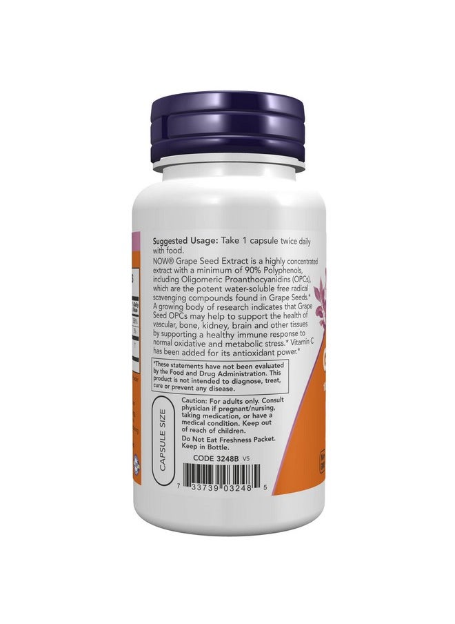 now Supplements Grape Seed 100 Mg Standardized Extract Highly Concentrated Extract With A Minimum Of 90% Polyphenols With Vitamin C 100 Veg Capsules  - Image 4