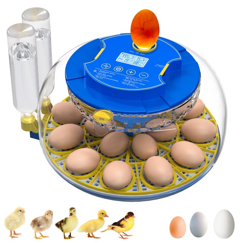 NyPots 18 Egg Incubators for Hatching Eggs with Temperature Control, Egg Incubator with Automatic Egg Turning and Humidity Display, Built-in Egg Candler Incubator for Chicken Eggs, Duck, Goose & Quail - Image 1