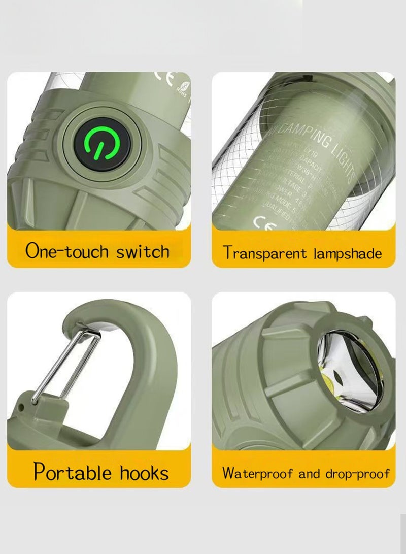 Rechargeable LED Mini Camping Flashlight,Portable Outdoor Light with Hook,White Warm Light and Red Light,6 Modes,with Signal Flash - Image 4