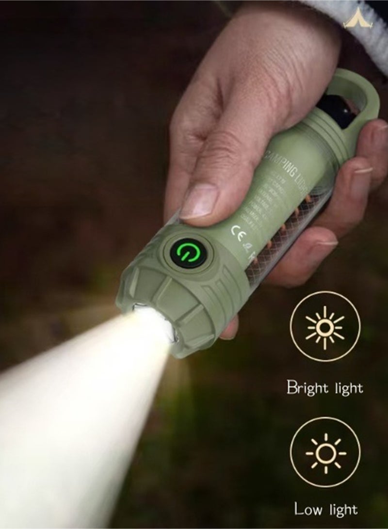 Rechargeable LED Mini Camping Flashlight,Portable Outdoor Light with Hook,White Warm Light and Red Light,6 Modes,with Signal Flash - Image 3
