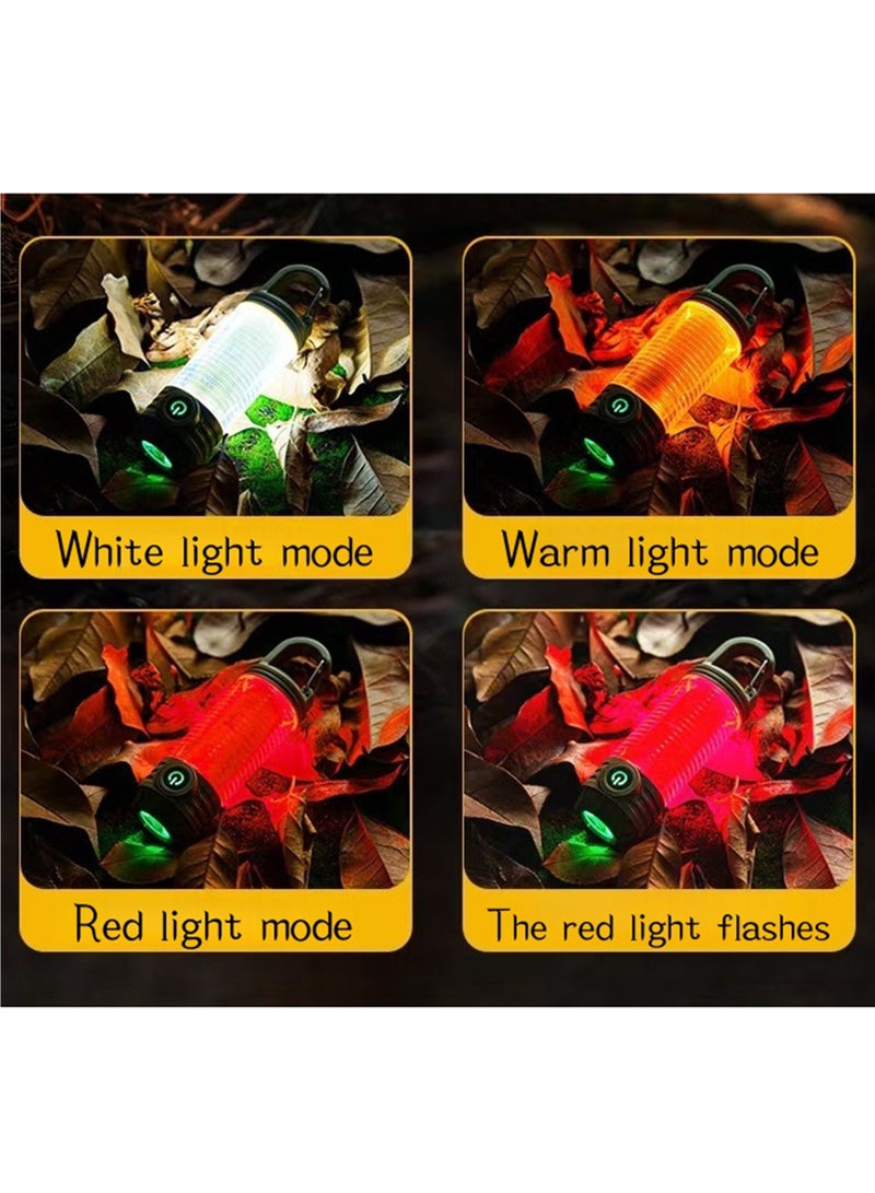 Rechargeable LED Mini Camping Flashlight,Portable Outdoor Light with Hook,White Warm Light and Red Light,6 Modes,with Signal Flash - Image 2