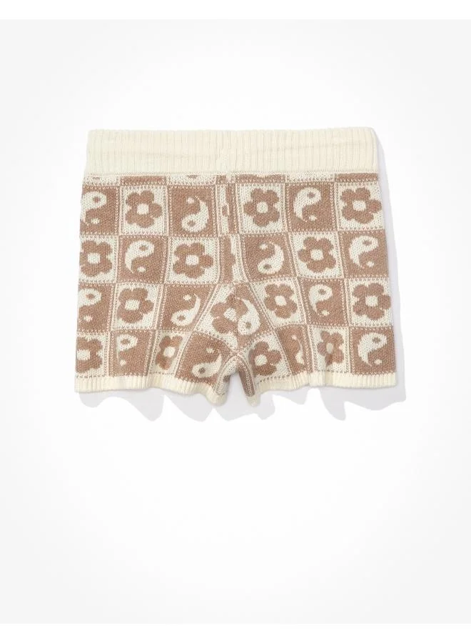 American Eagle Knitted Printed High Waist Shorts