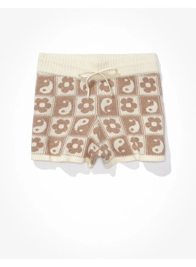 American Eagle Knitted Printed High Waist Shorts