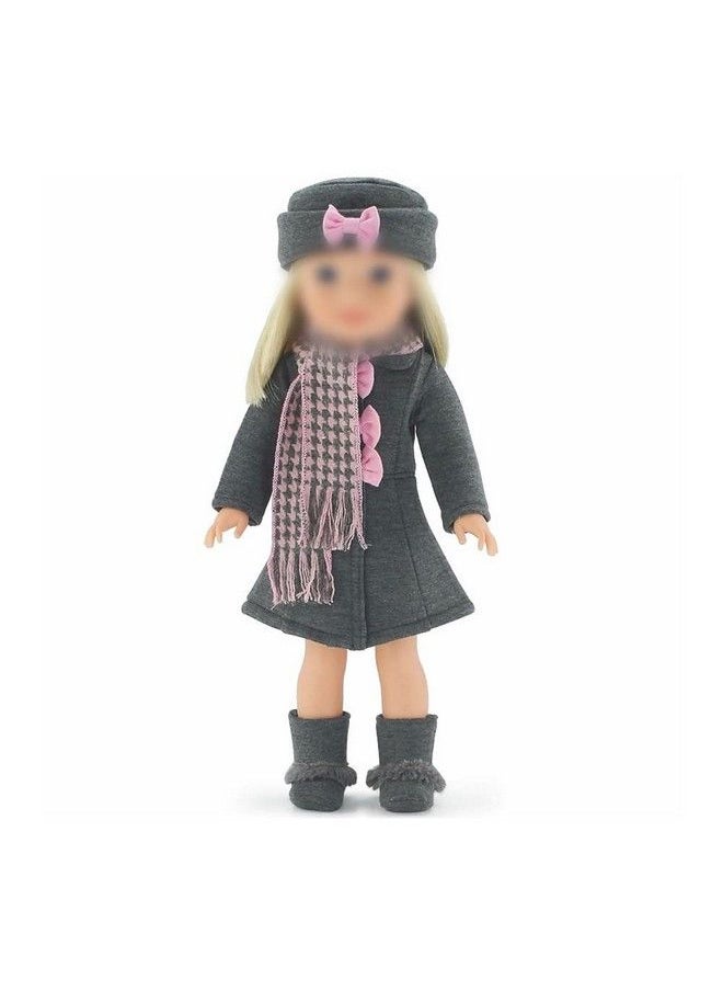 Emily Rose 14 Inch Doll Clothes Clothing Accessory ; 5 Pc Lovely Grey And Pink Coat Outfit Gift Set For Girls Kids, Includes Boots! ; Fits Most 14" Hardbodied Dolls  - Image 2