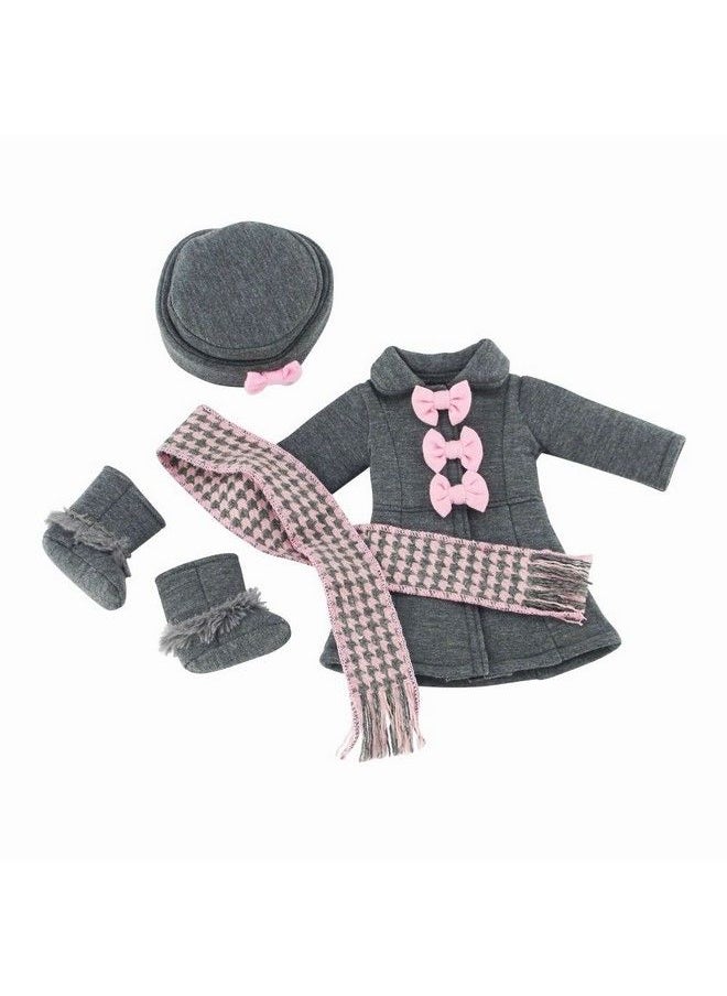 Emily Rose 14 Inch Doll Clothes Clothing Accessory ; 5 Pc Lovely Grey And Pink Coat Outfit Gift Set For Girls Kids, Includes Boots! ; Fits Most 14" Hardbodied Dolls  - Image 4