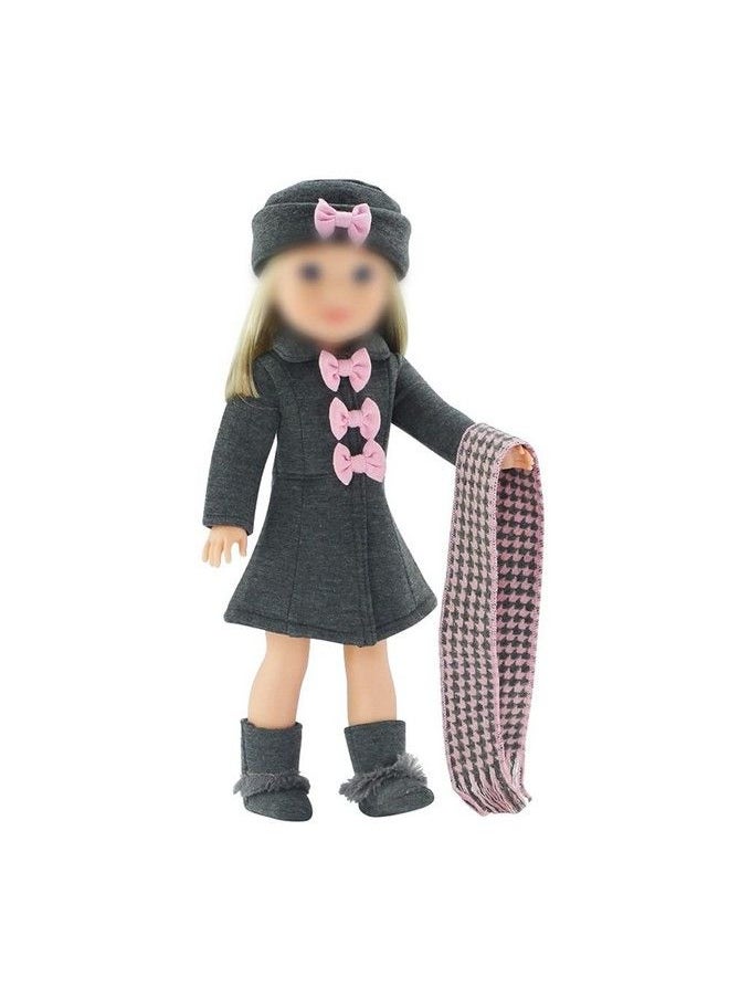 Emily Rose 14 Inch Doll Clothes Clothing Accessory ; 5 Pc Lovely Grey And Pink Coat Outfit Gift Set For Girls Kids, Includes Boots! ; Fits Most 14" Hardbodied Dolls  - Image 5