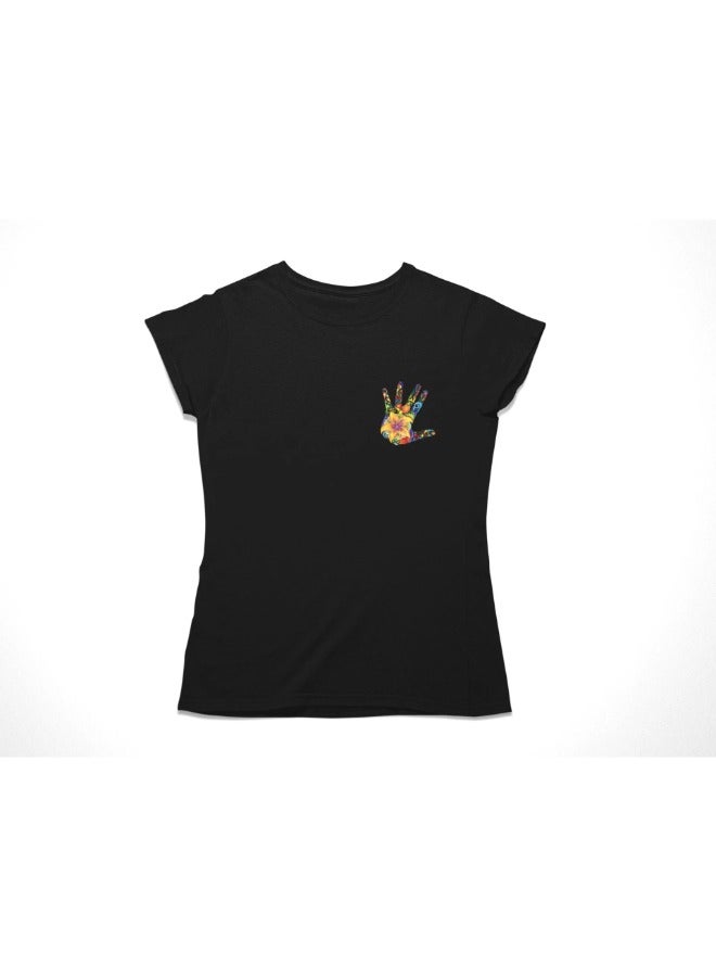 Primina Women's printed T-Shirt -Open hand, round neck, 100% cotton, regular fit - Image 1