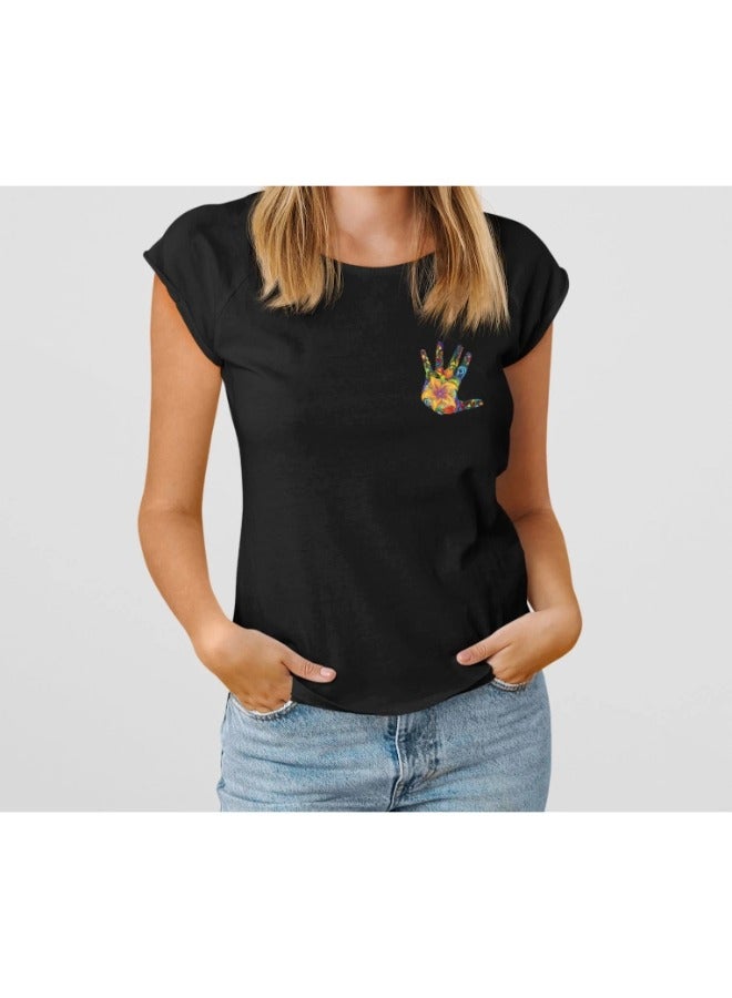 Primina Women's printed T-Shirt -Open hand, round neck, 100% cotton, regular fit - Image 4