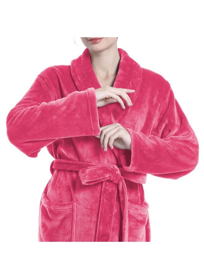 Eonkasp Plush Soft Robes for Women, Premium Fleece Womens Robe Cozy Warm Bathrobe, Rose Red, XXL-3XL - Image 3