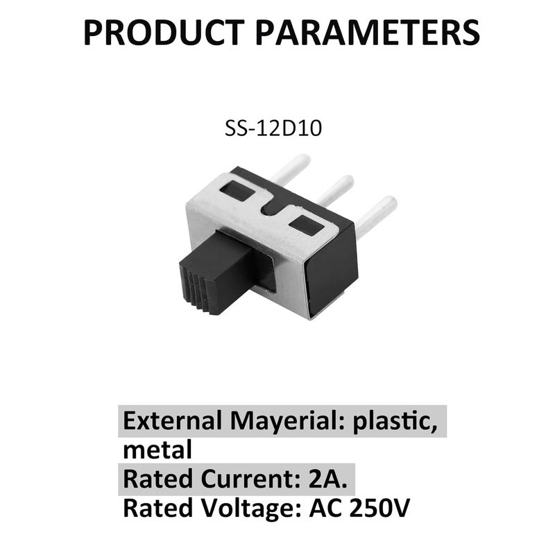 DIYhz 20Pcs Vertical Slide Switches Micro High Knob 3 Pin 2 Position 1P2T SPDT Panel Mount AC 125V 2A - Image 3