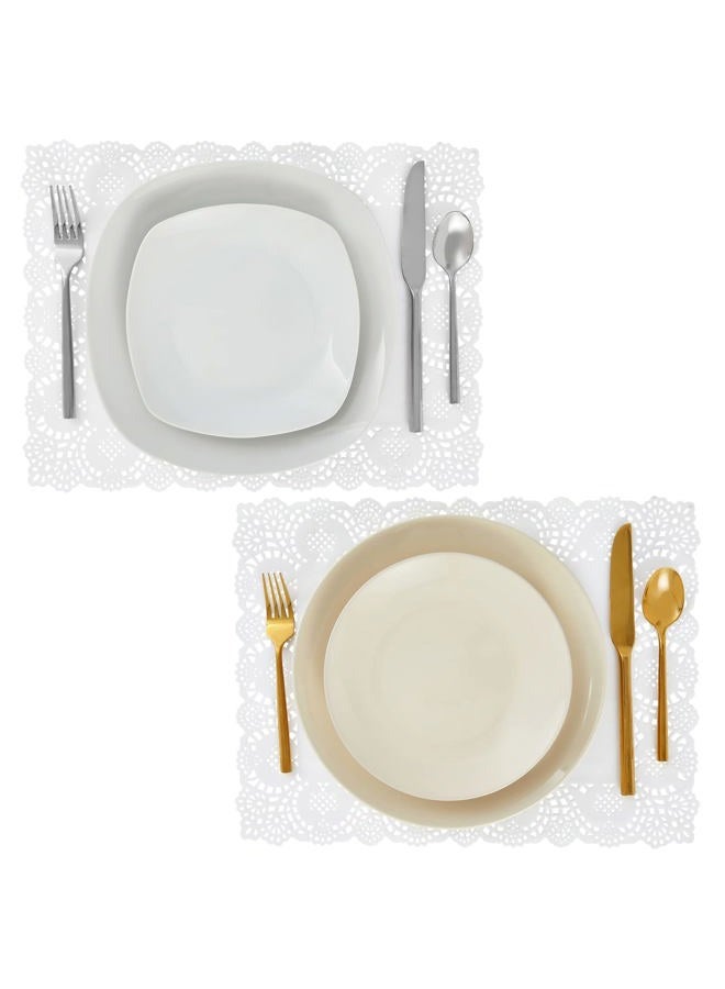 Juvale Paper Doilies - Square Lace Placemats, 100-Pack, White - 40 x 30 cm Each - Image 4
