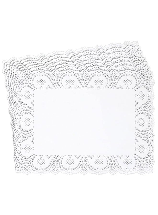 Juvale Paper Doilies - Square Lace Placemats, 100-Pack, White - 40 x 30 cm Each - Image 1