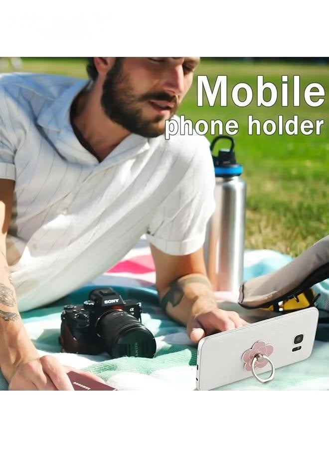 4Pcs Cell Phone Ring Holder Flower Shape Phone Ring Holder Metal Finger Grip Finger Kickstand 360° Rotation Universal Finger Ring Phone Grip Compatible With All Smartphone - Image 3