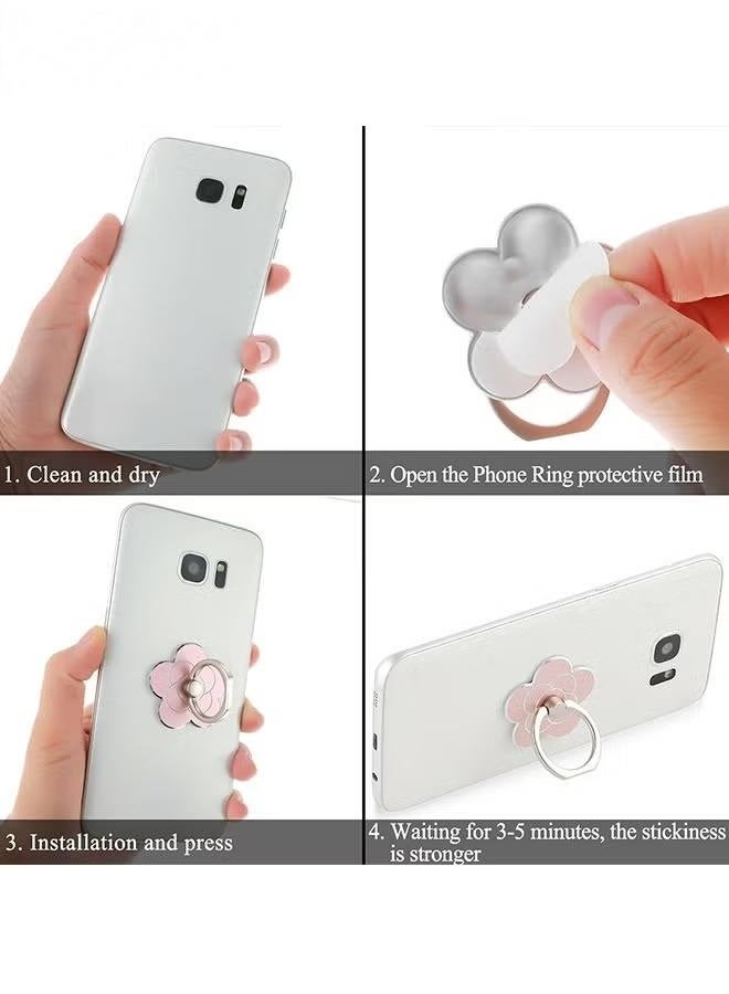 4Pcs Cell Phone Ring Holder Flower Shape Phone Ring Holder Metal Finger Grip Finger Kickstand 360° Rotation Universal Finger Ring Phone Grip Compatible With All Smartphone - Image 5