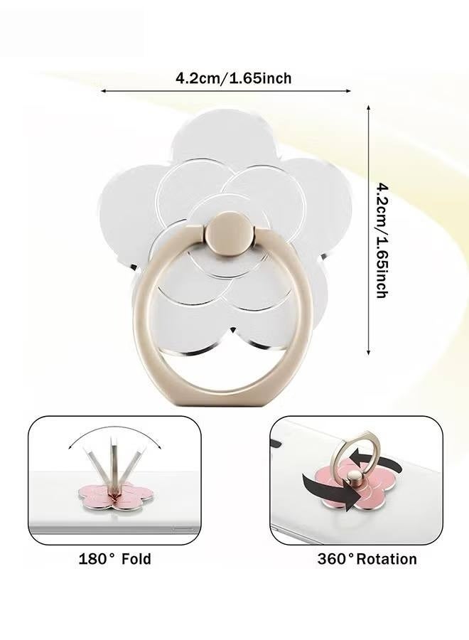 4Pcs Cell Phone Ring Holder Flower Shape Phone Ring Holder Metal Finger Grip Finger Kickstand 360° Rotation Universal Finger Ring Phone Grip Compatible With All Smartphone - Image 2