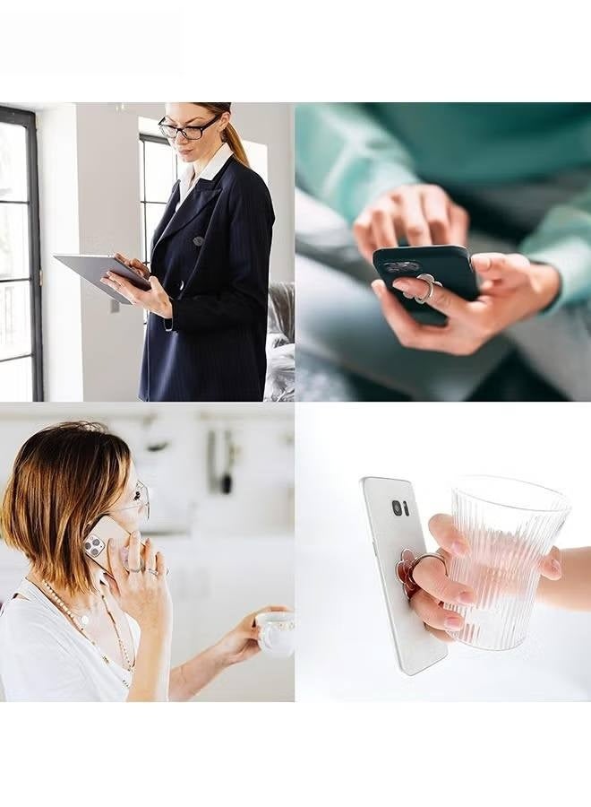 4Pcs Cell Phone Ring Holder Flower Shape Phone Ring Holder Metal Finger Grip Finger Kickstand 360° Rotation Universal Finger Ring Phone Grip Compatible With All Smartphone - Image 4