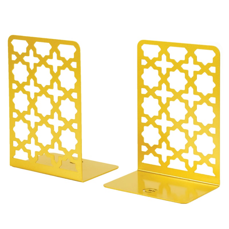 CNK Book Ends Bookends for Decorative Books Holder Bookend Shelves End Hold Heavy Duty Holders Stoppers Metal Stopper Cute Boho Bookshelf Holds Cookbook Office Home Set of 2 Bookends Pair Gold