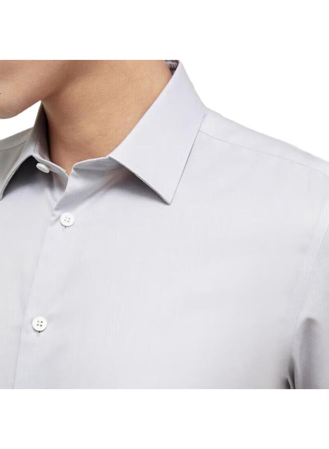 YOUNGOR Men'S Shirt Summer Youth Business Easy Care High Yarn High-End Short Sleeve Shirt Light Grey Size 39 - Image 1