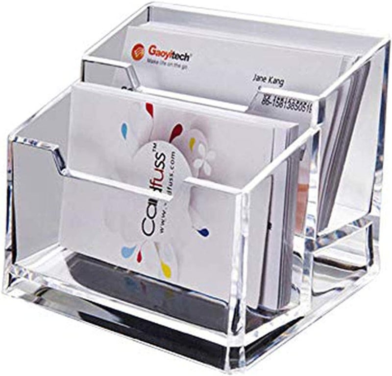 DAHSHA 2-Tier Premium Acrylic Business Card Holder – Clear Visiting Card Organizer Display Stand for Desk, Office, Reception & Countertop Use - Image 5
