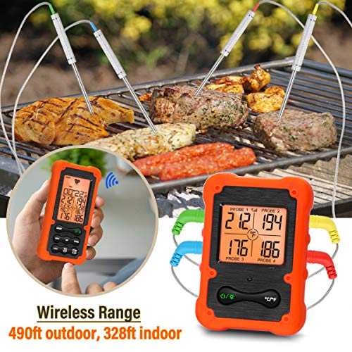 VAUNO Grill Smoker BBQ Cooking Food Thermometer Oven Safe - Digital Wireless Meat Thermometer for Grilling Smoking with 4 Probes - Kitchen Baking Steak Turkey Candy Thermometers, not for Medical Purposes - Image 4