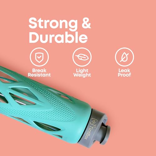 TintBox Borosilicate Glass Water Bottle with Silicone Sleeve | as seen on Shark Tank | perfect for Office, Home, Fridge, Gym, Travel | BPA Free | Cool Green | 750ml - Image 5