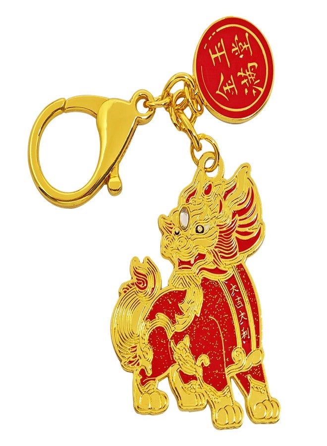 Fengshuibringluck Feng Shui Red Big Auspicious Pi Yao Pixiu Keychain Fortune Luck Amulet Key Chain - Image 5