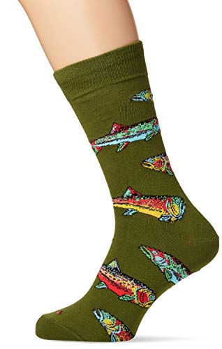 Socksmith Men's Trout Crew Socks, Parrot Green, Large - Image 1