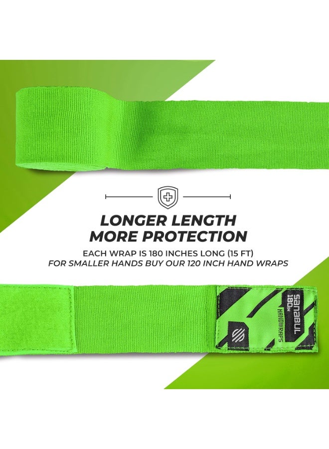 Sanabul  Elastic Professional 180 inch Handwraps for Boxing Kickboxing Muay Thai MMA (Green, 180 inch) - Image 4