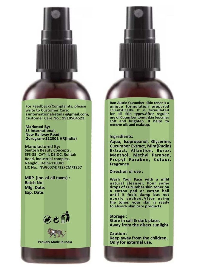 Bon Austin Cucumber toner 100ML & Rose Petal Face Toner 100ML Tightens Pores | Instantly Hydrates | Gaves Hydrating and Cleansing Skin Pack of 2 - Image 4