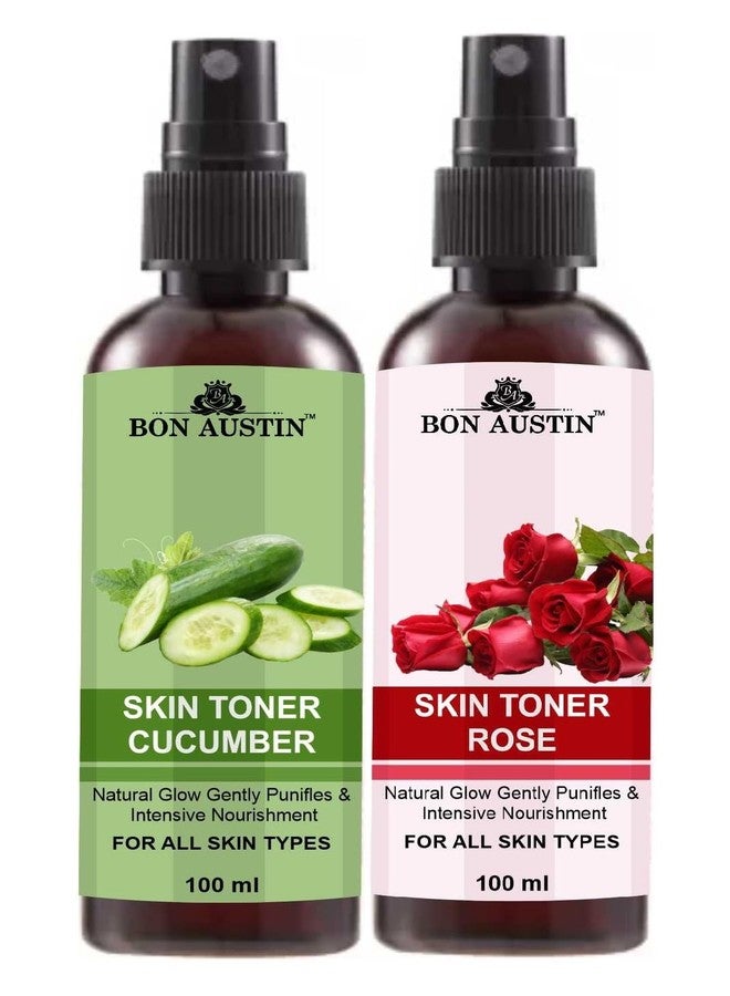 Bon Austin Cucumber toner 100ML & Rose Petal Face Toner 100ML Tightens Pores | Instantly Hydrates | Gaves Hydrating and Cleansing Skin Pack of 2 - Image 1