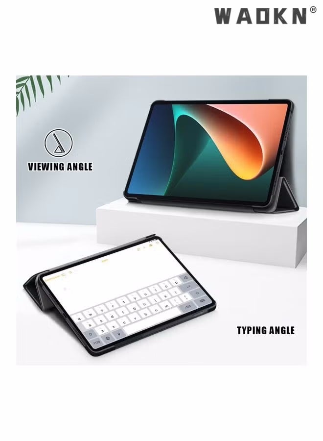 WAOKN Custer Case for Xiaomi Pad 5/5 Pro/5 Pro 5G - Ultra-thin PU-Leather Hard Shell Cover for Xiaomi Pad 5/5 Pro/5 Pro 5G Xiaomi Pad 5/5 Pro, Black) - Image 4