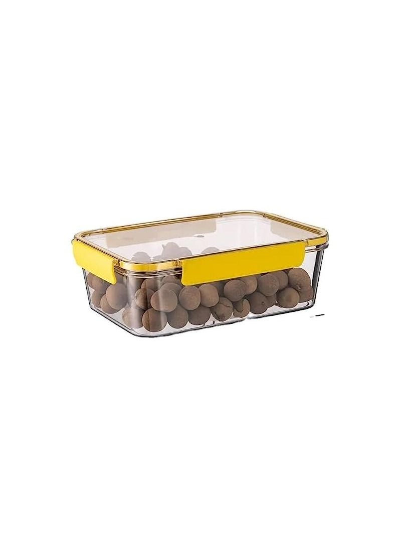 Spaceshoop Acrylic Airtight Refrigerator Tins Various Sizes Kitchen Food Box Fridge Multi Capacity Lunch Box Provide Storage Space Fresh Vegetable Fruit 800 Yellow  - Image 1