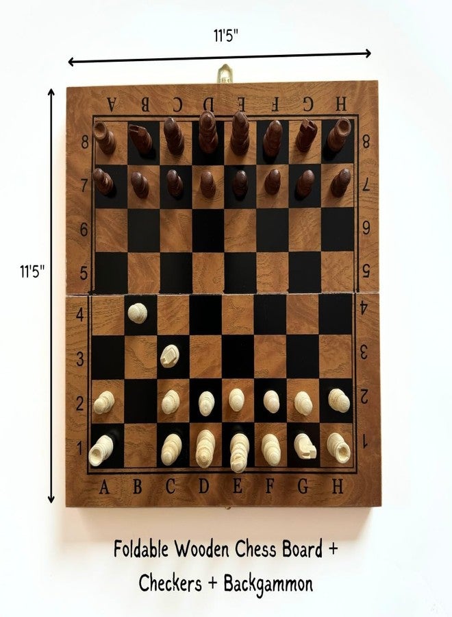 Tennex Wooden Chess Board 3-in-1 Chess-Checkers-Backgammon T 555 with Pieces - Image 3