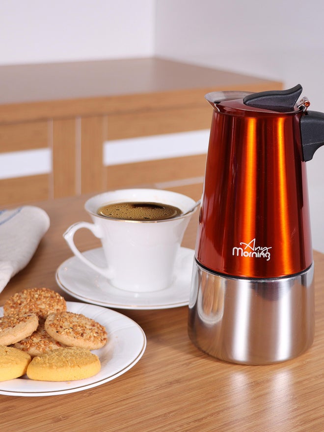 Any Morning Stovetop Stainless Steel Espresso Coffee Maker 300ml Copper - Image 3