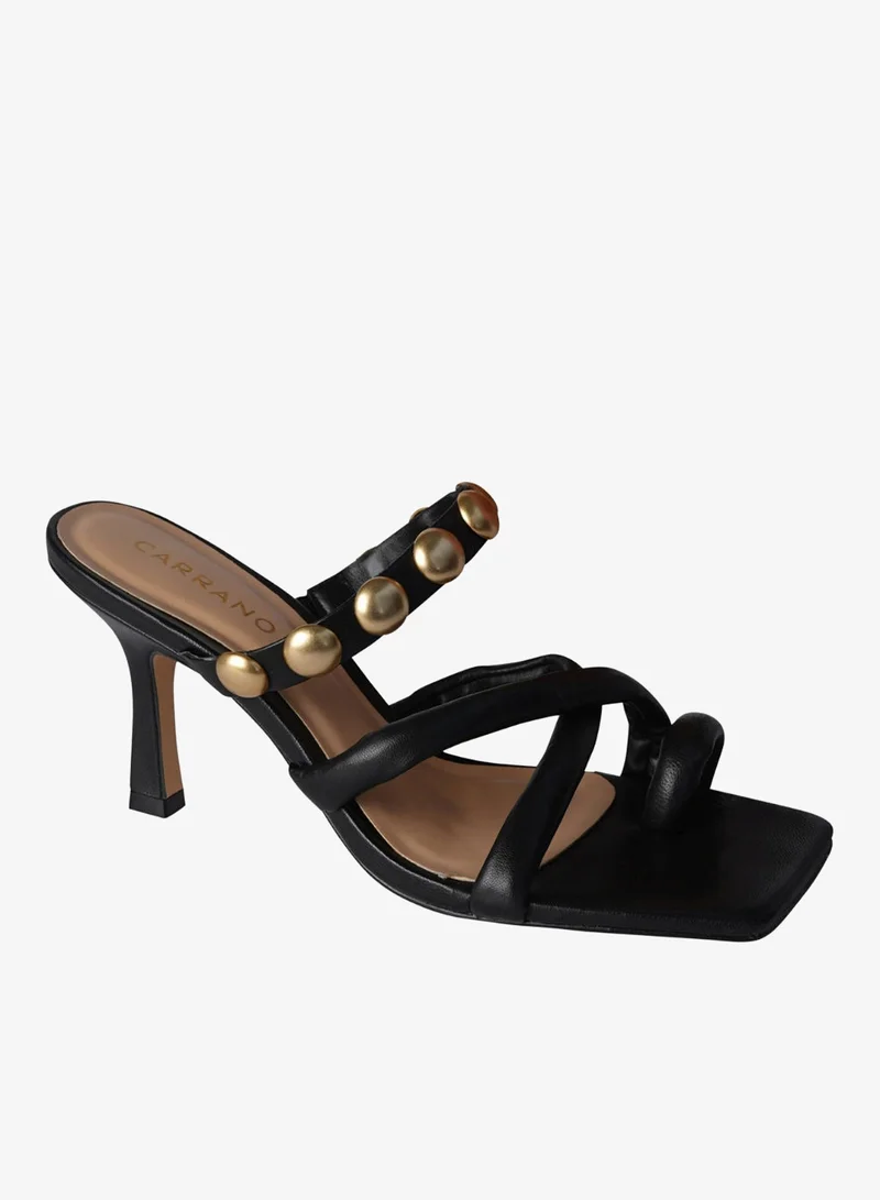 كارانو صنادل نسائية بكعب عالٍ من كارانو بحزام خلفي مفتوح ومقدمة دائرية