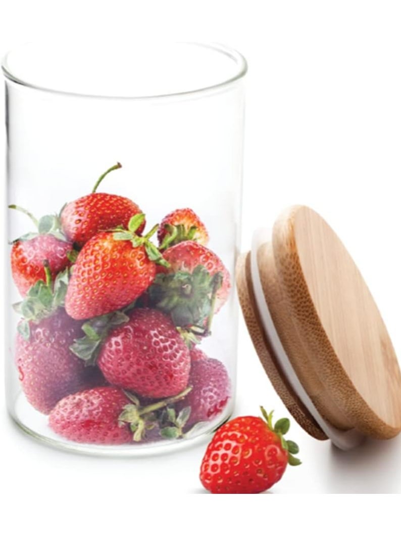 Vague AKDC Borosilicate Glass Jar With Bamboo Lid, 1 Litre Capacity  - Image 3