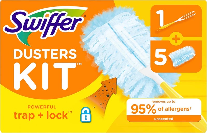 Swiffer طقم أدوات التنظيف، يتضمن 1 مقبض و 5 أدوات تنظيف - Image 1