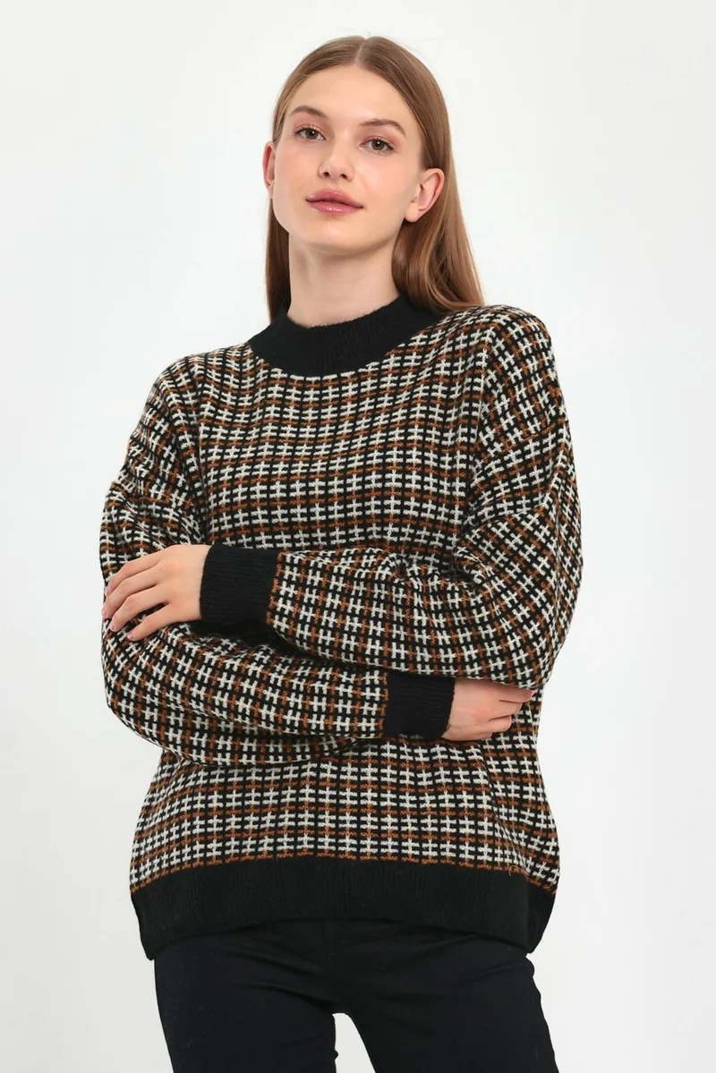 الكسندر جاردي Patterned Half Turtleneck Sweater (B23-5804)