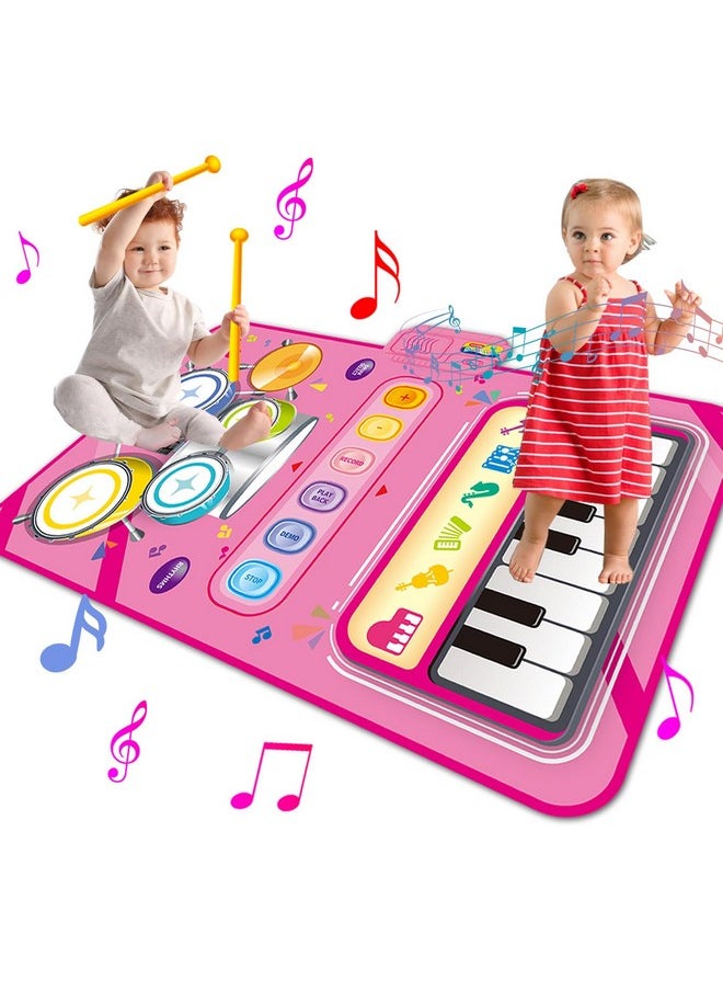 HONGID Toys for 1 Year Old Girl Gifts,2 in 1 Piano Mat Montessori Toys for 1 2 Year Old Girl,Educational Musical Toy First Birthday Gifts for 1 2 3 Year Old Girls,Christmas Stocking Stuffers for Toddler Girl  - Image 1