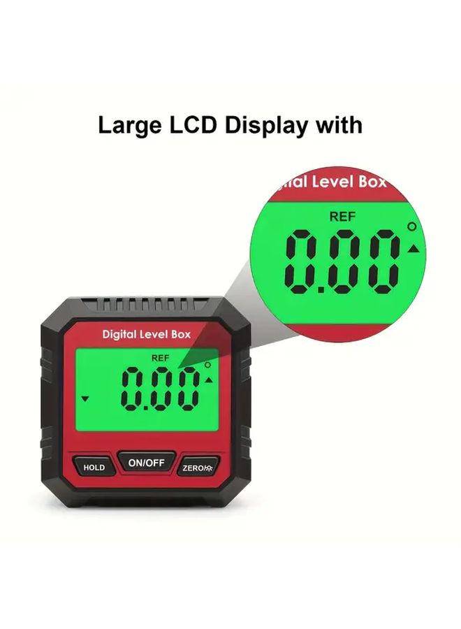 صندوق المستوى الرقمي الأسود بشاشة LCD مضاءة خلفياً وقاعدة مغناطيسية ودقة 0.1 درجة - Image 4