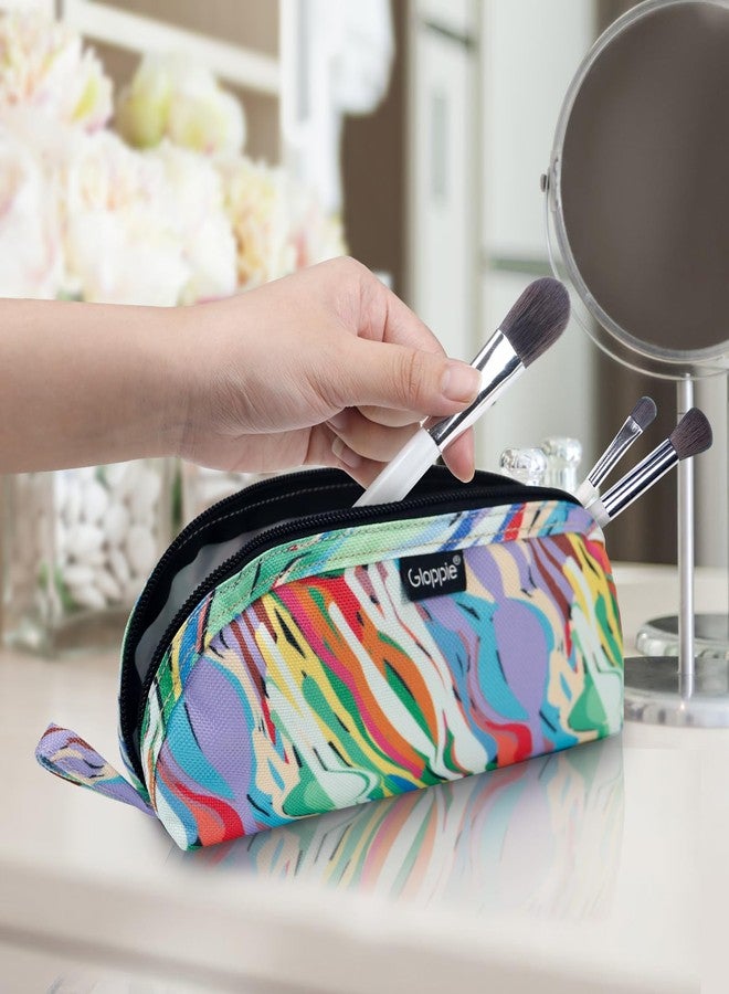 Gloppie Travel Makeup Brush Holder - Compact Cosmetic Bag, Spacious Portable Cosmetic Bag for Organizing Your Brushes On-the-go, Watercolor - Image 3