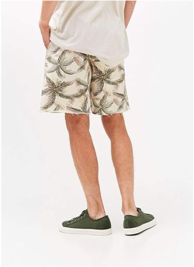 LOUD UNIVERSE Men's Cotton Bermuda Palm Design  Shorts With Drawstring – Casual Lightweight Knee-Length Summer Shorts  - Image 4