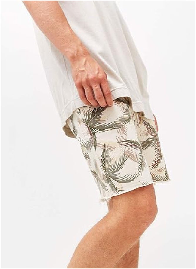 LOUD UNIVERSE Men's Cotton Bermuda Palm Design  Shorts With Drawstring – Casual Lightweight Knee-Length Summer Shorts  - Image 3